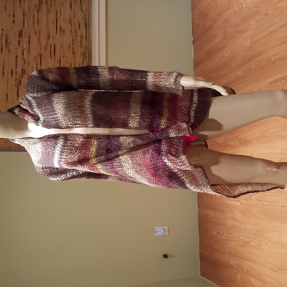 Relais Loose Knit Asymmetrical Hem Open Front Cardigan Size L